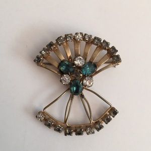 Scitarelli Vintage Blue Rhinestone Pendant Brooch